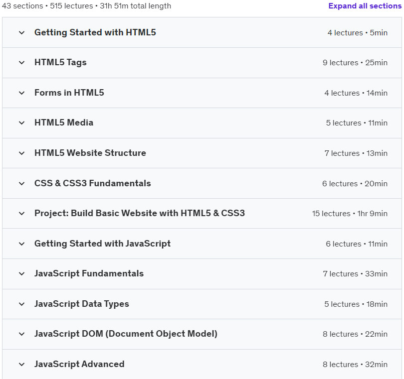Course topics · Advanced Web Developer Course – Beginner to Advanced (2024) 2023-1