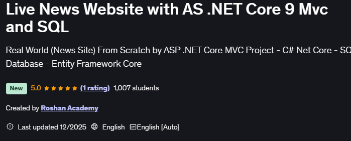 تصاویر · ↑ انگریزی ویکیپیڈیا کے مشارکین۔ .NET بنیادی 9 MVC اور SQL 2025-12