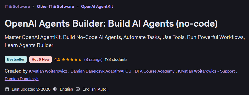 الصور · OpenAI الوكلاء البناء: بناء AI الوكلاء ( بدون رمز ) 2026-1