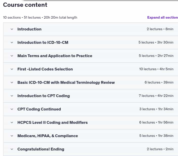 Course topics · Udemy — AMCI Introduction to Medical Coding – i2MC (Part 1) 2025-2
