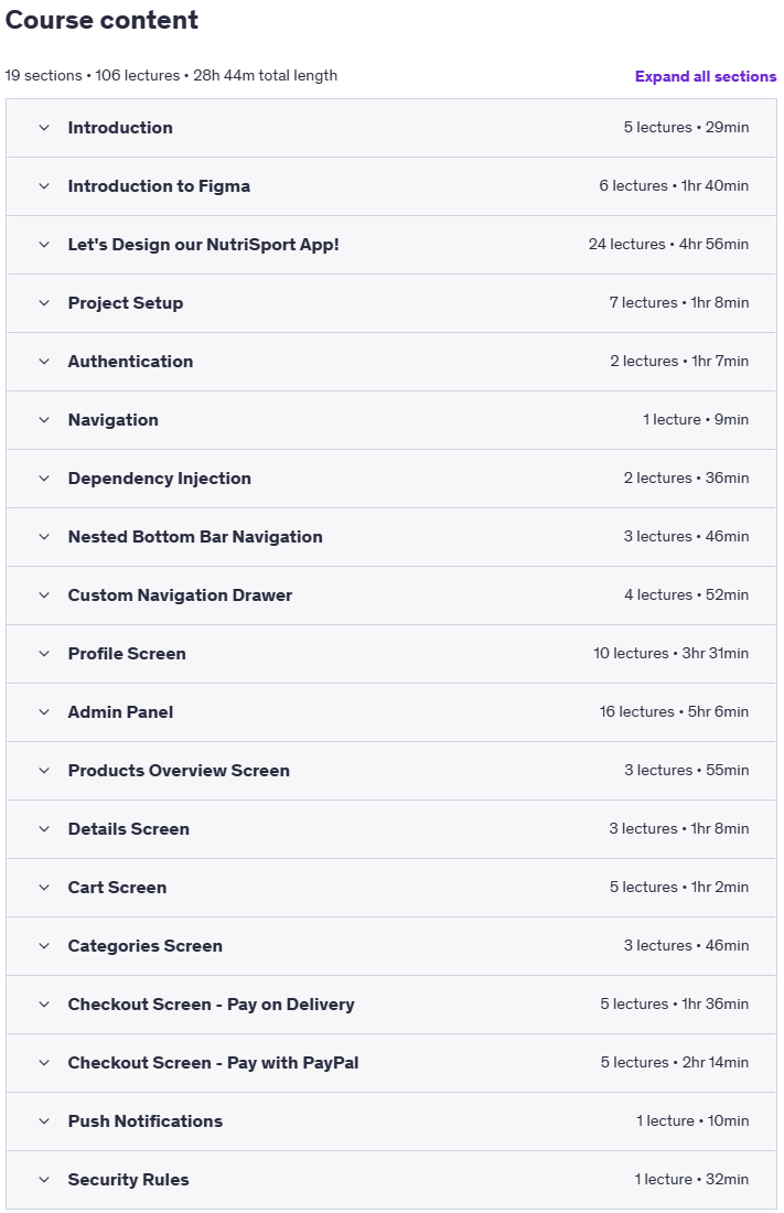 Course topics · Multi-Modular Ecommerce App for Android & iOS (KMP) 2025-5