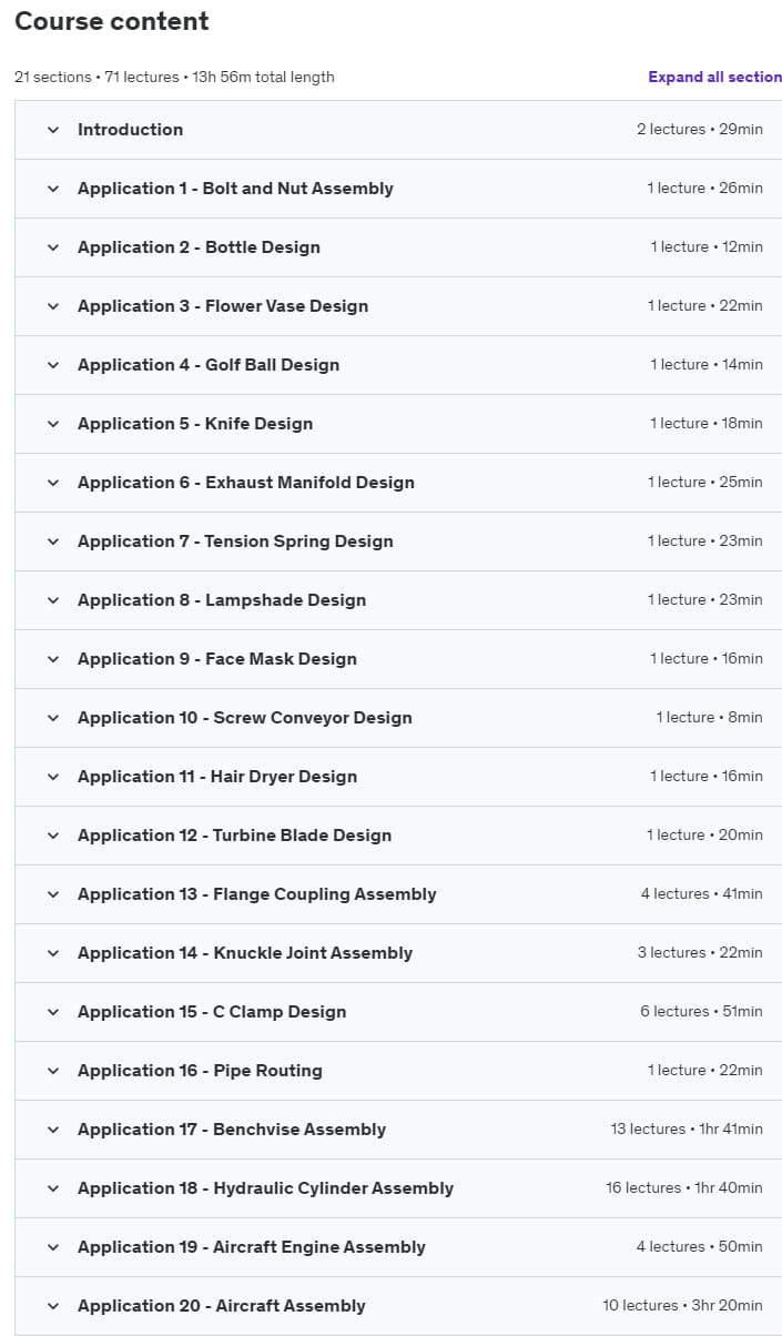 Course topics · Solidworks Mastery – with PRACTICAL APPLICATIONS 2022-2