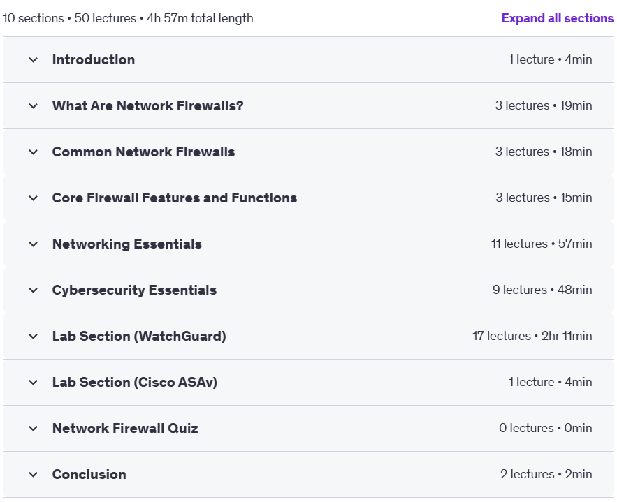 Course topics · Udemy — Network Firewalls Bootcamp 2024-10