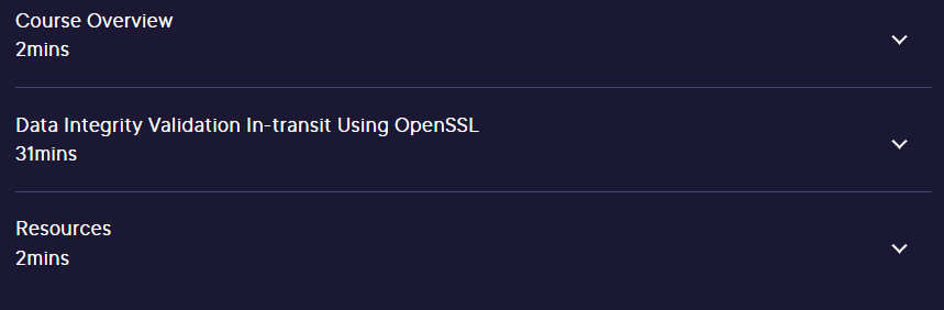 Course topics · Pluralsight — Data Security with OpenSSL 2023-8