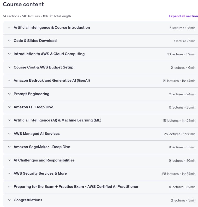Course topics · [NEW] Ultimate AWS Certified AI Practitioner AIF-C01 2026-9