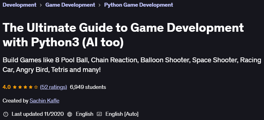 Pictures · Udemy — The Ultimate Guide to Game Development with Python3 (AI too) 2020-11