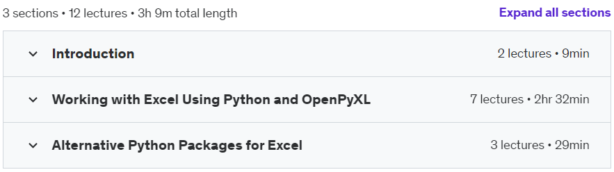 Course topics · Automating Excel with Python 2024-2