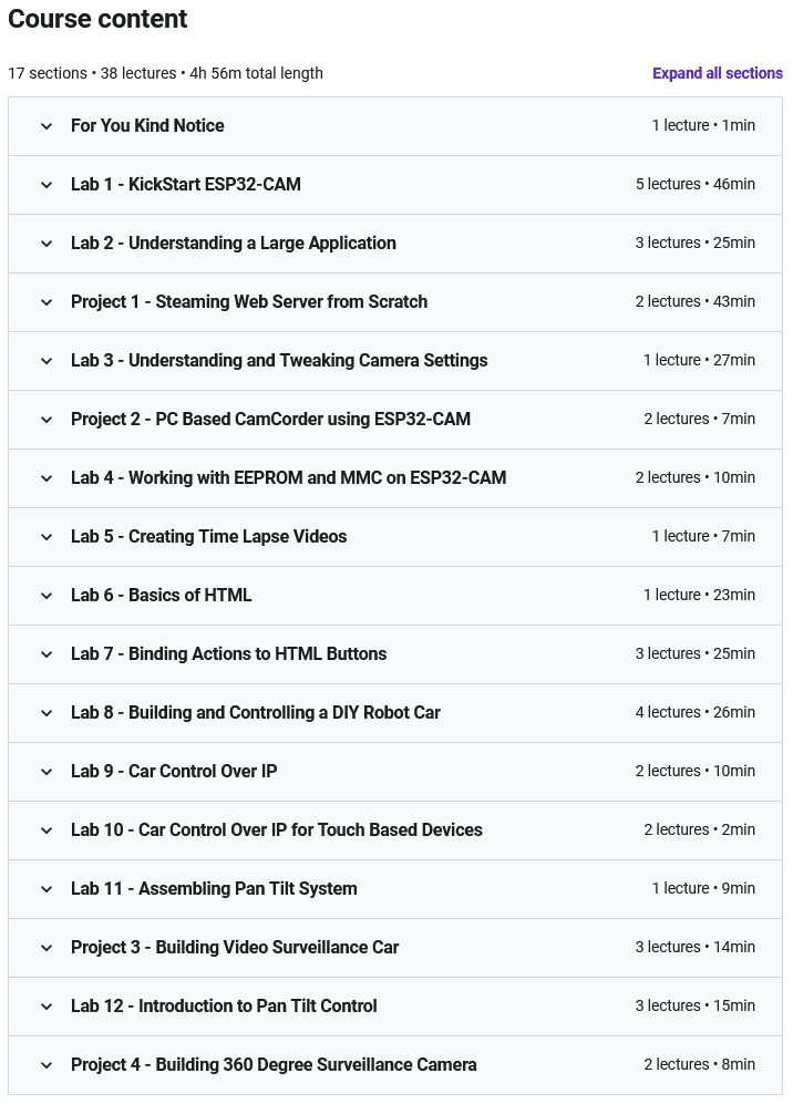 Course topics · Building Video Surveillance Apps Using ESP32 & Arduino 2021-7