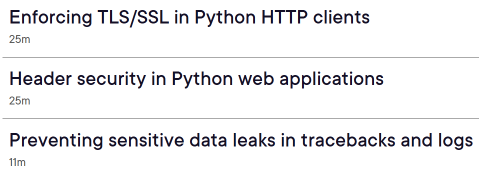 Sujets du cours · Communications sécurisées pour Python 2026-7