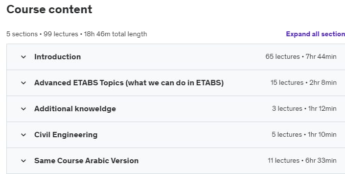 Course topics · Udemy — Learn ETABS & SAFE in the Structural Design of 15 Stories RC 2021-12