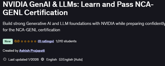 الصور · NVIDIA GenAI & LLMs: تعلم وتمر شهادة NCA-GENL 2026-1