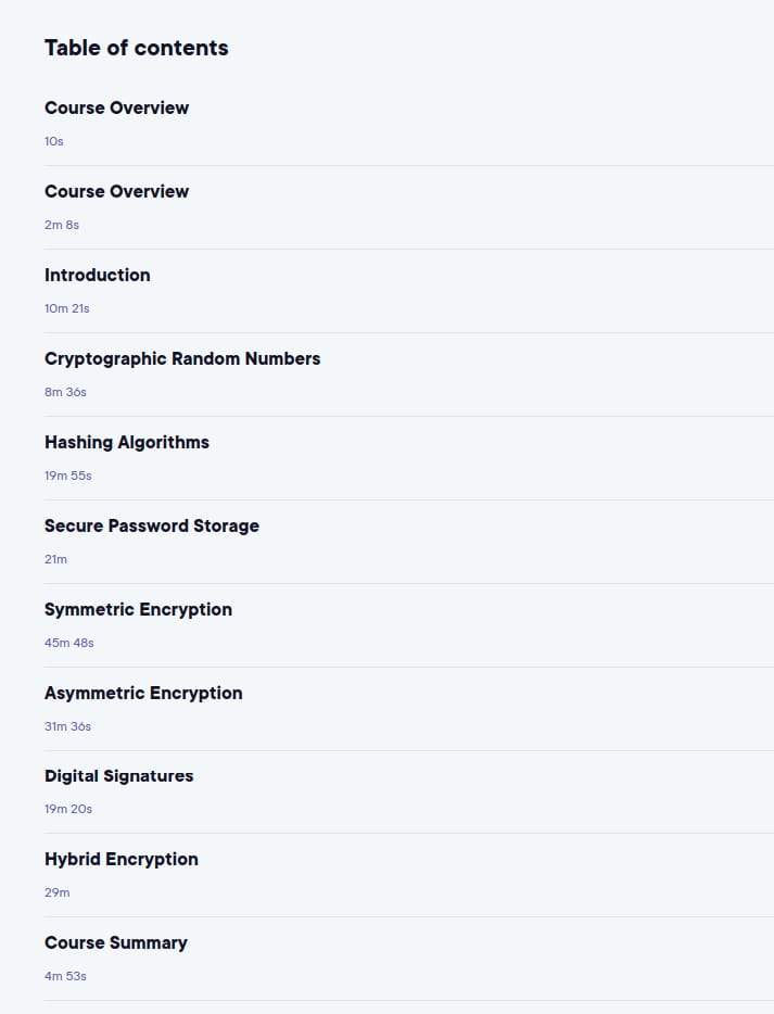 Course topics · Building Secure Applications with Cryptography in .NET 2020-10