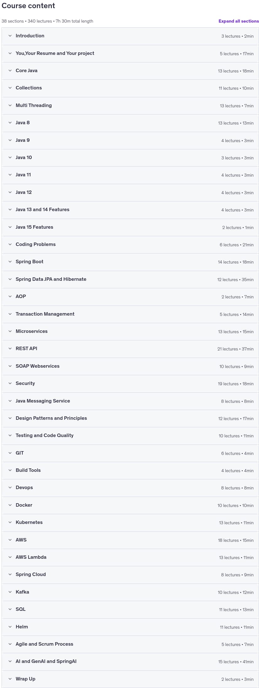 Course topics · Java Interview Help 2026-7