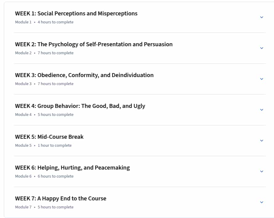Course topics · Coursera — Social Psychology 2025-10