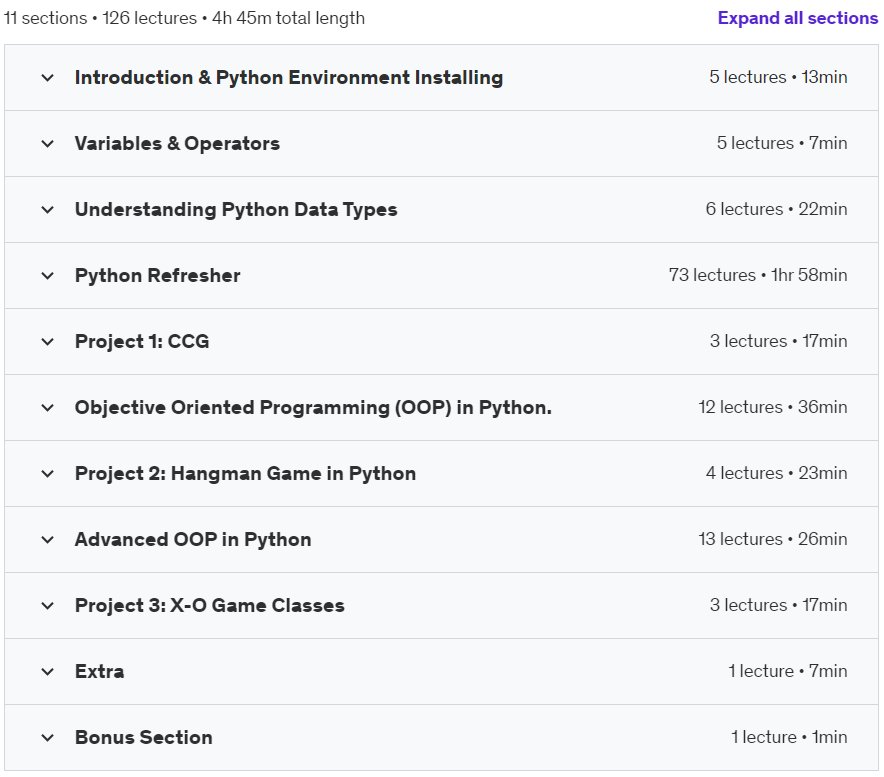 Course topics · Complete Python & Python OOP with Exercises& Projects in2024 2023-6