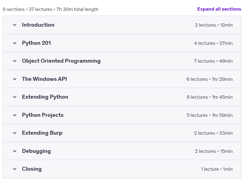 Course topics · Udemy — Python 201 for Hackers 2022-2