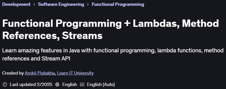 Pictures · Udemy — Functional Programming + Lambdas, Method References, Streams 2023-9