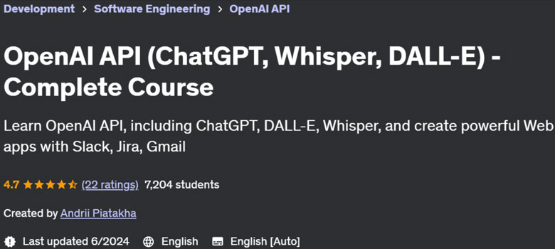 Pictures · Udemy — OpenAI API (ChatGPT, Whisper, DALL-E) – Complete Course 2023-10