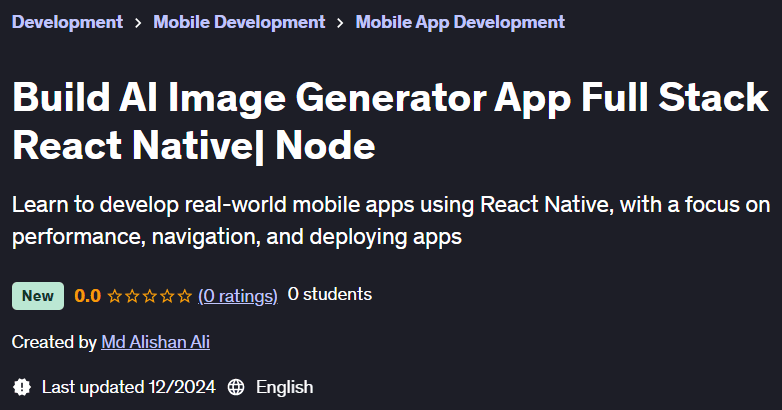 Pictures · Build AI Image Generator App Full Stack React Native| Node 2024-12
