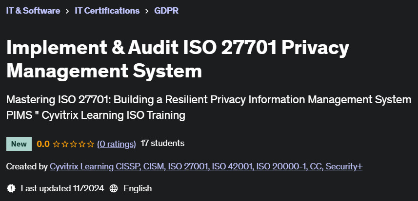 Pictures · Udemy — Implement & Audit ISO 27701 Privacy Management System 2024-9