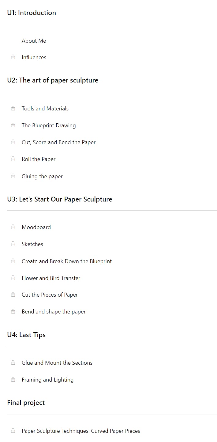 Course topics · Paper Sculpture Techniques: Create Stunning Paper Artworks 2024-7