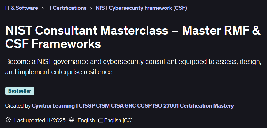 Pictures · Udemy — NIST Consultant Masterclass – Master RMF & CSF Frameworks 2024-11