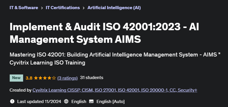 Pictures · Udemy — Implement & Audit ISO 42001:2023 – AI Management System AIMS 2024-9