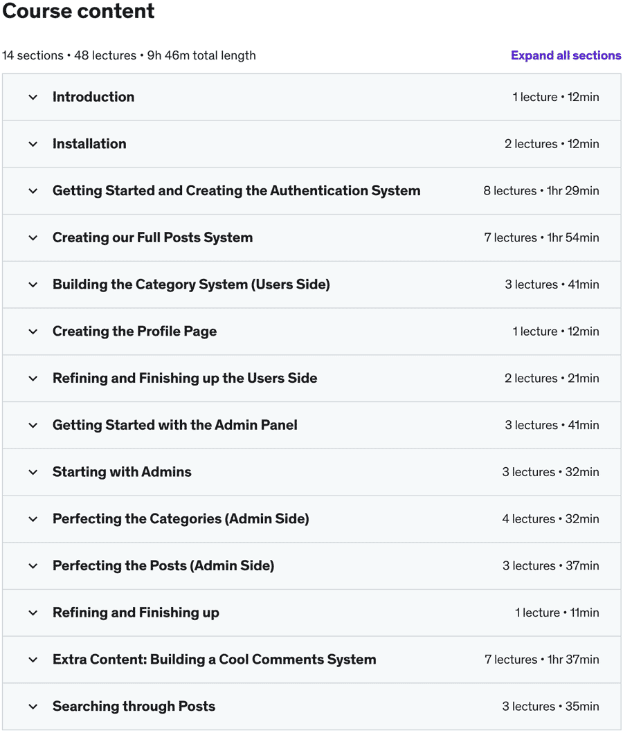Course topics · Udemy — Build Complete 2022 CMS Blog in PHP MySQL Bootstrap & PDO 2022-9