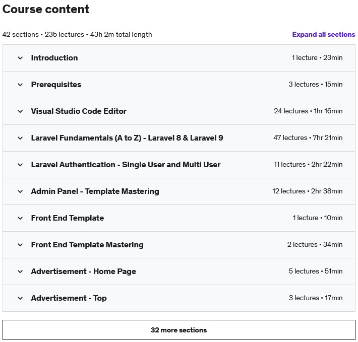 Course topics · Udemy — Laravel 9 – News Portal Website for Beginner to Advanced 2022-5