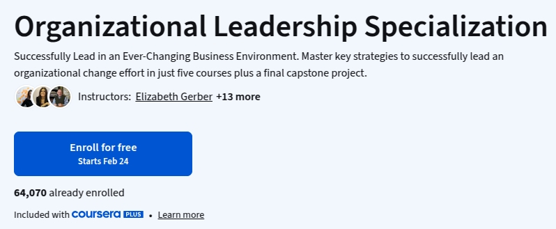 Pictures · Coursera — Organizational Leadership Specialization 2026-2