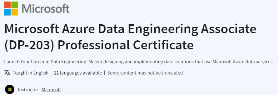Pictures · Microsoft Azure Data Engineering Associate (DP-203) Professional Certificate 2024-4