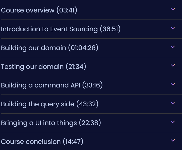 Course topics · Dometrain – Getting Started: Event Sourcing in .NET 2024-12