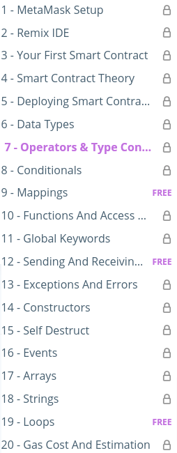 Course topics · Solidity Fundamentals 2023-1
