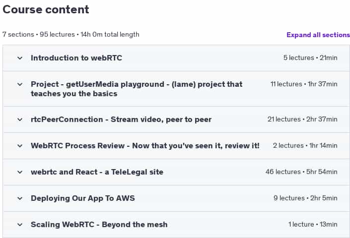 Course topics · Mastering webRTC – make a video chat app! 2024-7