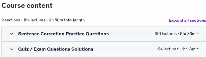 Course topics · Gmat – Sentence Correction – 180 Practice Questions+3 Tests 2021-2