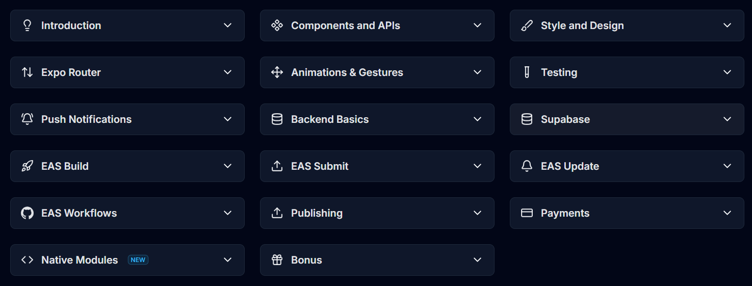Course topics · CodeWithBeto – React Native Course 2026-1