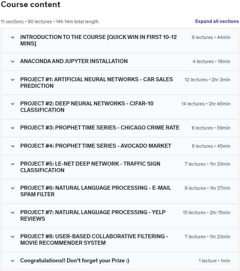 Course topics · Machine Learning Practical Workout | 8 Real-World Projects 2024-6