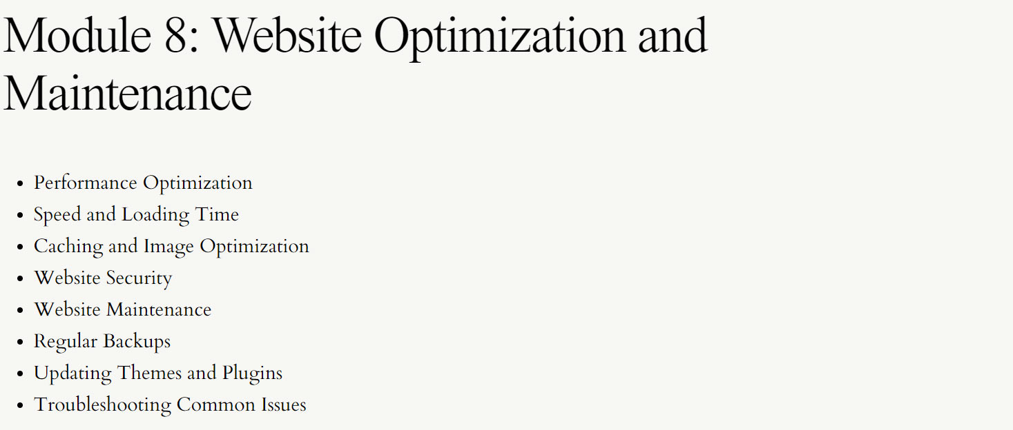 Course topics · Brand and Bloom Designs — Winning at WordPress 2024-9