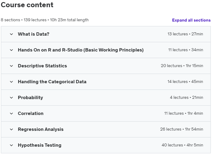 Course topics · Learn Statistics & Biostatistics Data Analysis From Scratch 2024-9