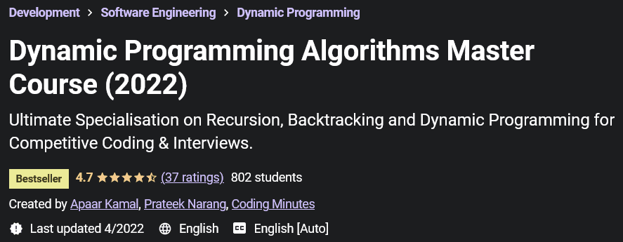Pictures · Udemy — Dynamic Programming Algorithms Master Course (2022) 2022-4