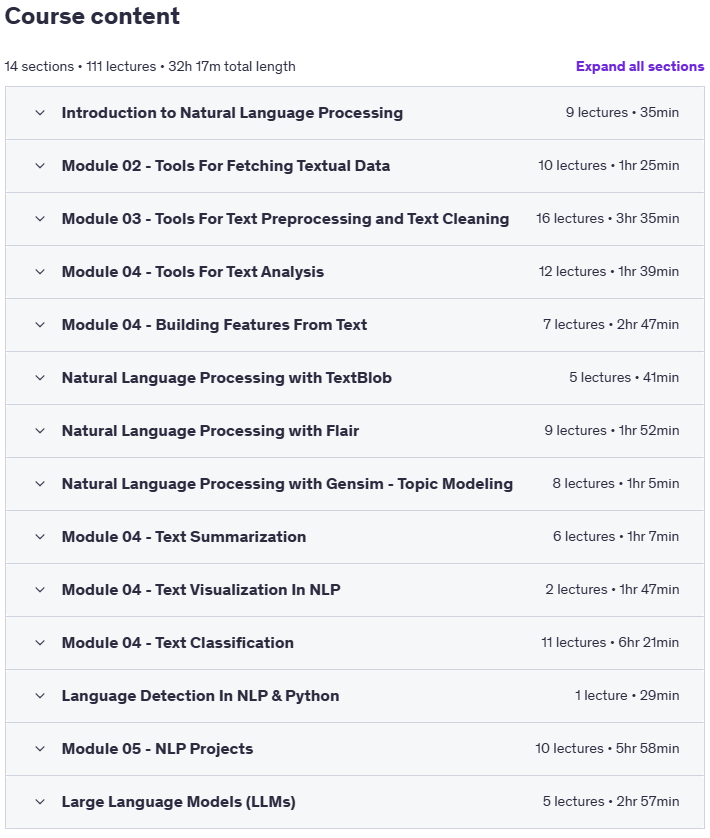 Course topics · Awesome Natural Language Processing Tools In Python 2023-8