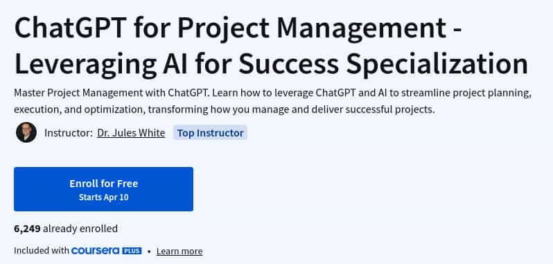 Pictures · Coursera — ChatGPT for Project Management – Leveraging AI for Success Specialization 2025-4