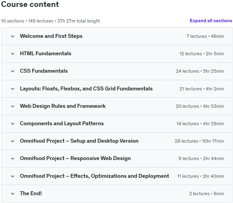 Temas del curso · Construir sitios web de mundo real con HTML y CSS 2023-11/2024-11