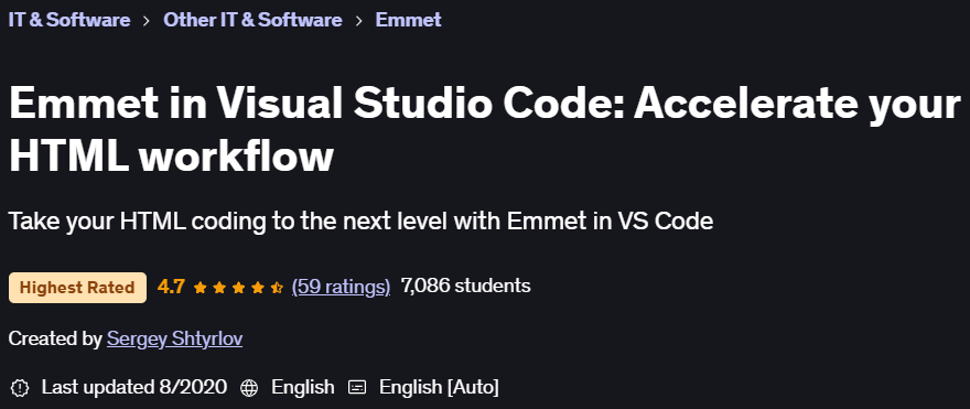 Pictures · Udemy — Emmet in Visual Studio Code: Accelerate your HTML workflow 2020-8