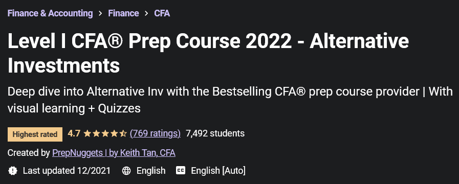 Pictures · Udemy — Level I CFA® Prep Course 2022 – Alternative Investments 2021-12