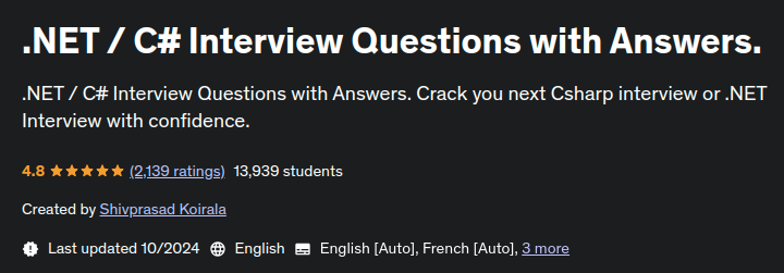 Pictures · Udemy — .NET / C# Interview Questions with Answers. 2024-10