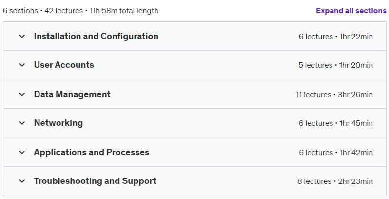 Course topics · Udemy — Apple Certified Support Professional macOS 11 2024-8