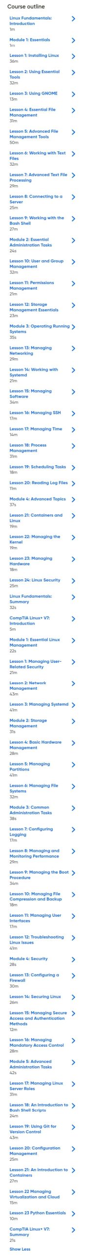 Course topics · Oreilly – CompTIA Linux+ V7 – Pearson Cert Prep (Video) 2025-9