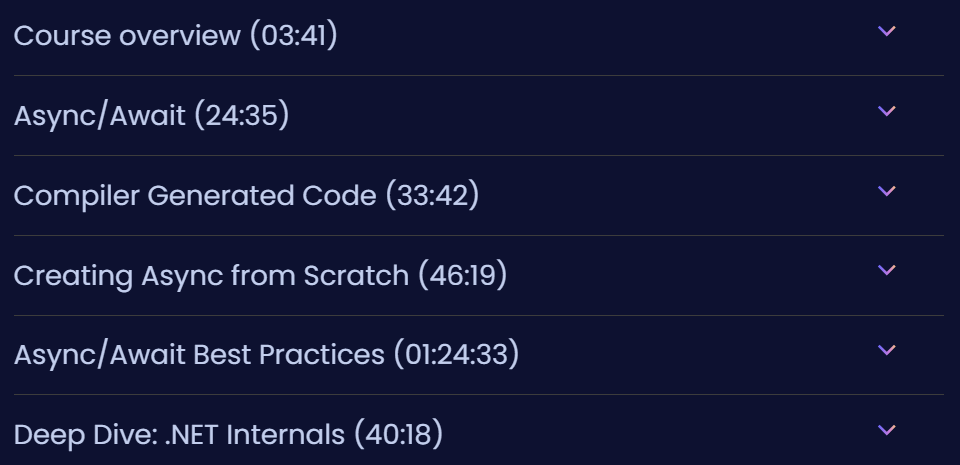 Course topics · Dometrain — From Zero to Hero: Asynchronous Programming in C# 2025-2