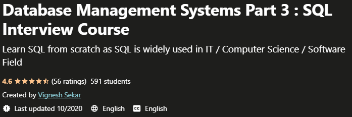 Pictures · Udemy — Database Management Systems Part 3 : SQL Interview Course 2020-8